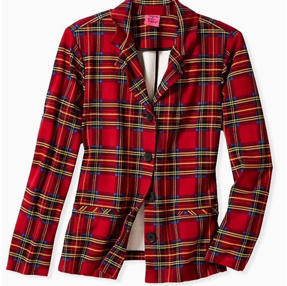 Torrid Betsey Johnson Plaid Premium Ponte Blazer